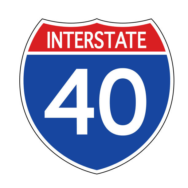 interstate 40 straßenschild - mehrspurige strecke stock-grafiken, -clipart, -cartoons und -symbole