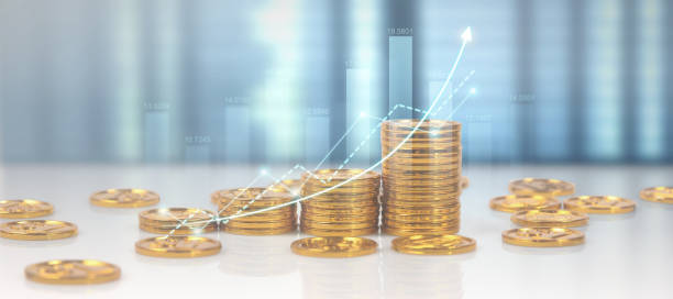istock Stack of  coin with trading graph, financial investment concept 1372060717