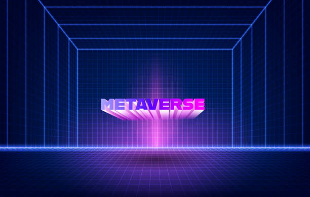 stockillustraties, clipart, cartoons en iconen met abstract futuristic background. metaverse  with the empty virtual room, cyber space. vector - metaverse