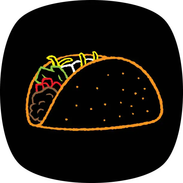 Vector illustration of Taco Doodle 3