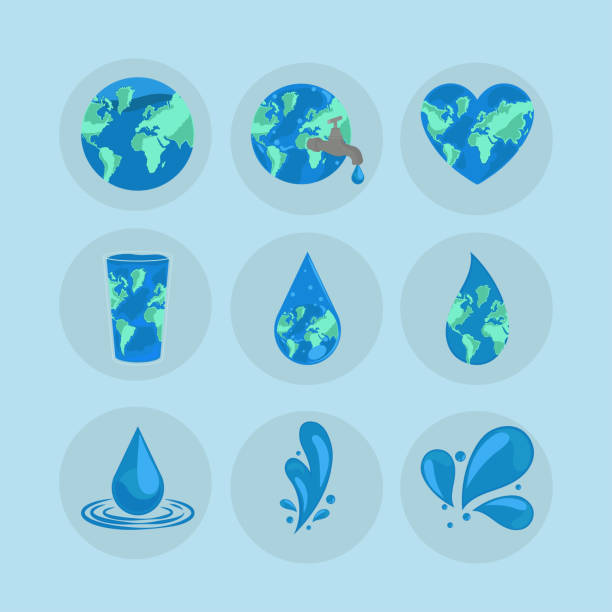 ilustrações, clipart, desenhos animados e ícones de definir dia de água - dia mundial da agua
