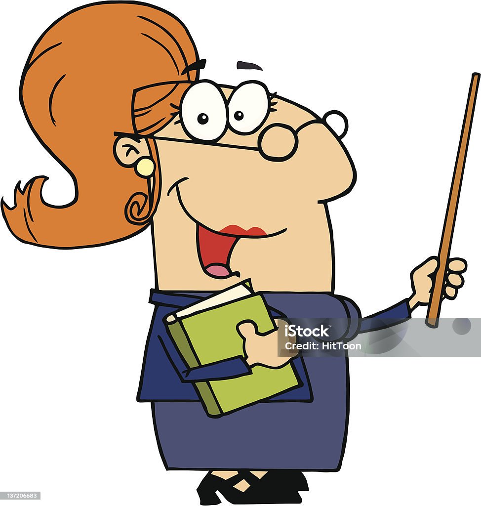 Teacher Woman Caucasian Cartoon Teacher Woman Vector stock vector