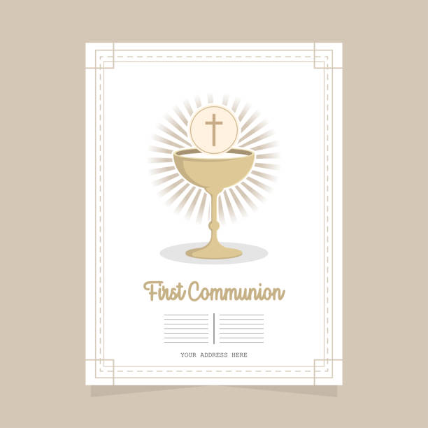 ilustrações, clipart, desenhos animados e ícones de primeira comunhão cartão de saudação - communion