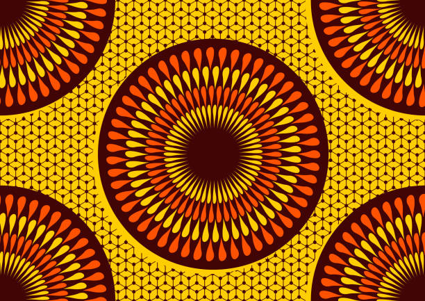 kreis afrikanische textilkunst 25 - afrika stock-grafiken, -clipart, -cartoons und -symbole