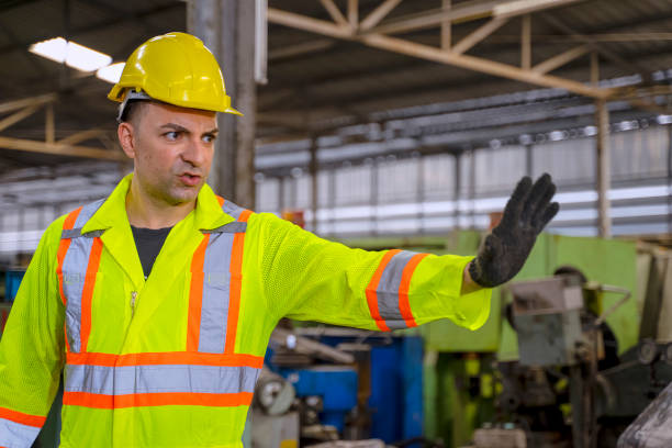 istock Blue collar worker at factory. 1372068640