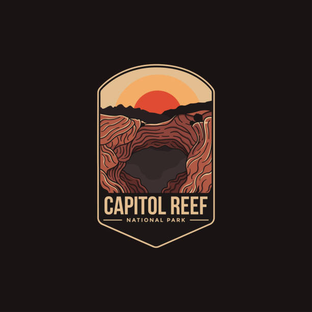 Emblem patch logo illustration of Capitol Reef National Park on dark background