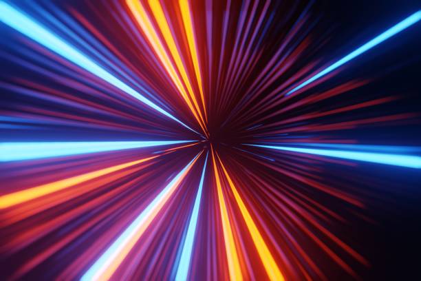 istock Futuristic hyperspace speed Tunnel light trail Streaks background 3D rendering 1372069716
