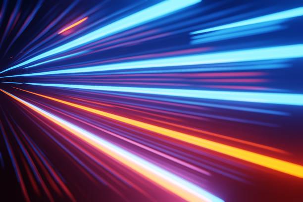 istock Futuristic hyperspace speed Tunnel light trail Streaks background 3D rendering 1372069717