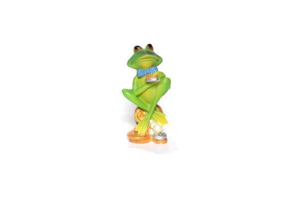 istock Money frog siting on coins on white background 1372071947