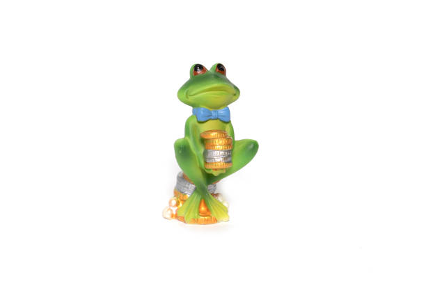 istock Money frog siting on coins on white background 1372071957