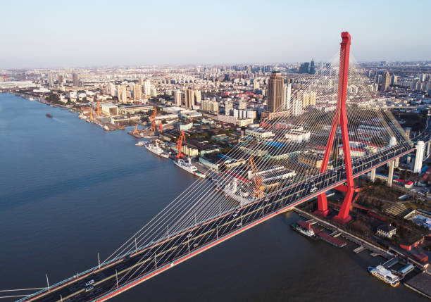 istock Sunset at Shanghai Yangpu Bridge 1372074909