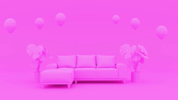 istock abstract background of pink room with sofa, 3D rendering 1372079219