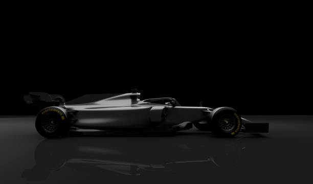 istock generic racecar (racing car) prototype, photorealistic render, silhouette on black 1372081106