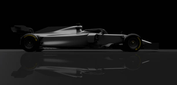 istock generic racecar (racing car) prototype, photorealistic render, silhouette on black 1372081107
