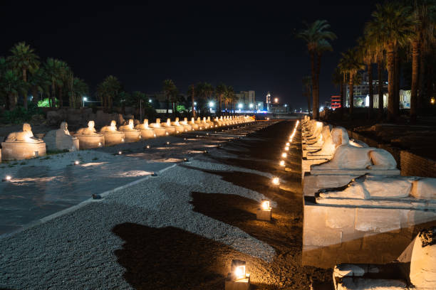 istock Iluminated Luxor temple at night in Luxor city upper Egypt 1372083225
