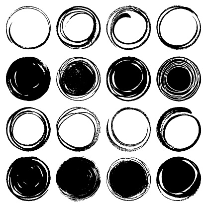 Vector set of hand drawn circles