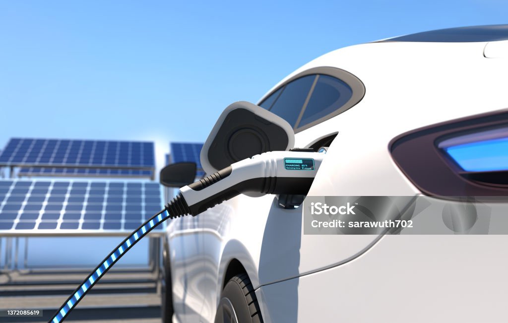 Electric car power charging, Charging technology, Clean energy filling technology. Electric car power charging, Charging technology, Clean energy filling technology. 3D illustration Electric Vehicle Stock Photo