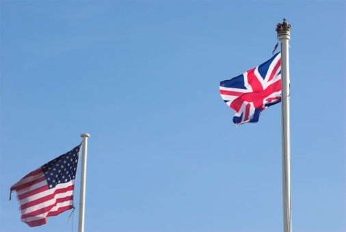 USA and UK flags side by side.