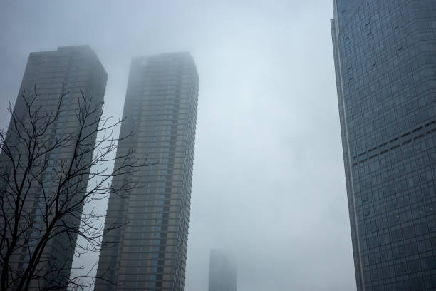 City in fog