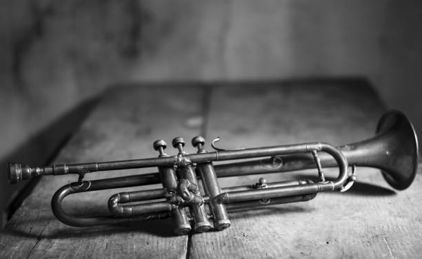 an ancient jazz trumpet from the 1920s music is everywhere brass horn stock pictures, royalty-free photos & images