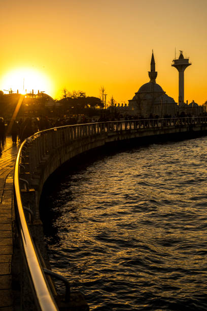 Istanbul, Turkey - January 31, 2022: We come across people who are constantly resting all over the Bosphorus. Every hour of the day, people enjoy the day in the Bosphorus.