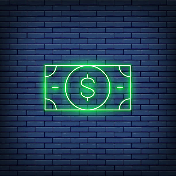 istock Vector money, cash, dollar, banknote neon sign. 1372092946