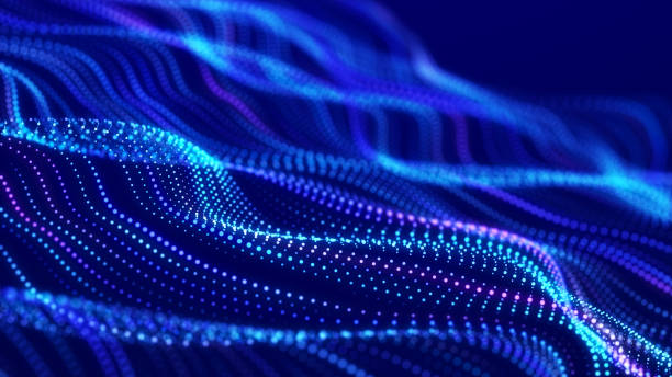 istock Colored music surface. Beautiful curved wave on a dark background. Digital technology background. 3D 1372093246