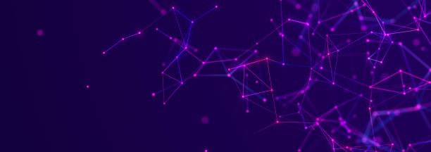 istock Structure of connected lines and dots. Wireframe polygonal elements on a dark background. Science and technology. 3d 1372093303