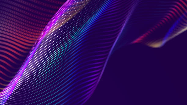 istock Colored music surface. Beautiful curved wave on a dark background. Digital technology background. 3D 1372093946
