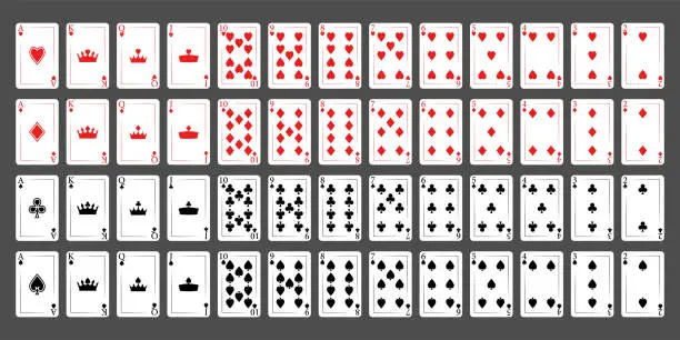 Vector illustration of Poker playing cards. Vector illustration