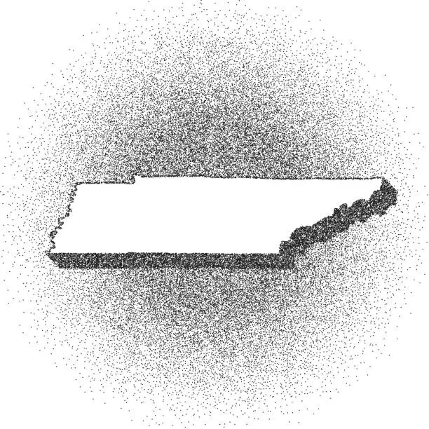 Vector illustration of Stippled Tennessee map - Stippling Art - Dotwork - Dotted style