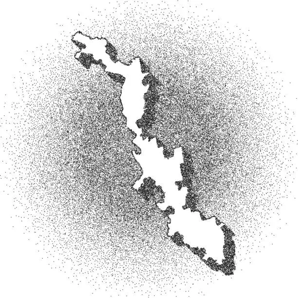 Vector illustration of Stippled Transnistria map - Stippling Art - Dotwork - Dotted style