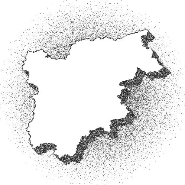 Vector illustration of Stippled Trentino-South Tyrol map - Stippling Art - Dotwork - Dotted style