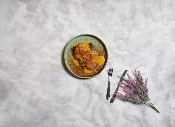 istock Delicious meat with cheddar sauce top view 1372098181