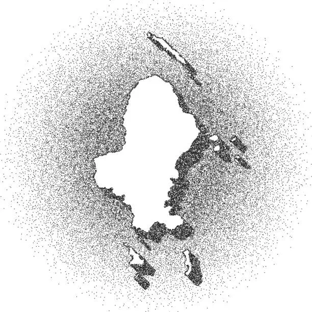 Vector illustration of Stippled Wallis island map - Stippling Art - Dotwork - Dotted style