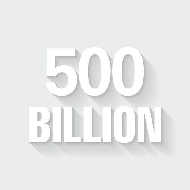 500 Billion. Icon with long shadow on blank background - Flat Design White icon of "500 Billion" in a flat design style isolated on a gray background and with a long shadow effect. Vector Illustration (EPS10, well layered and grouped). Easy to edit, manipulate, resize or colorize. Vector and Jpeg file of different sizes. billions quantity stock illustrations