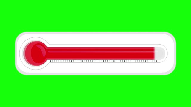 Minimal and Flat Design Thermometer Animation Loopable Background Stock Video - Air Temperature Measuring Equipment Motion Graphic - Animation of thermometer with increase - Animation of thermometer with increase. Isolated on the green background