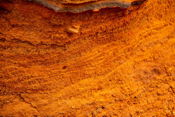 istock Textural sand, with  relief surface, multi-colored layers and different in size of granules, in outdoor sand career, after mining ore and sand for construction. 1372102224