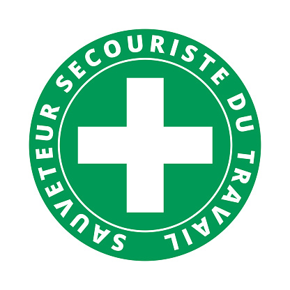 Occupational safety and health first aid at work symbol in France called sauveteur secouriste du travail in french language