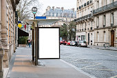 Bus stop with blank billboard