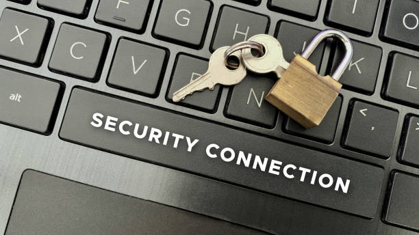 istock Top view of word - Security Connection with padlock background. 1372104654