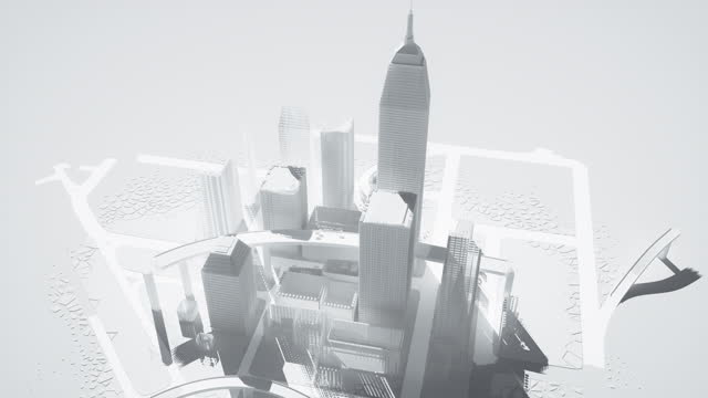 City Construction Time Lapse - Infrastructure, Architecture, Engineering - White Version