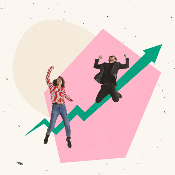 istock Creative design. Two happy and excited employees celebrating success 1372106210
