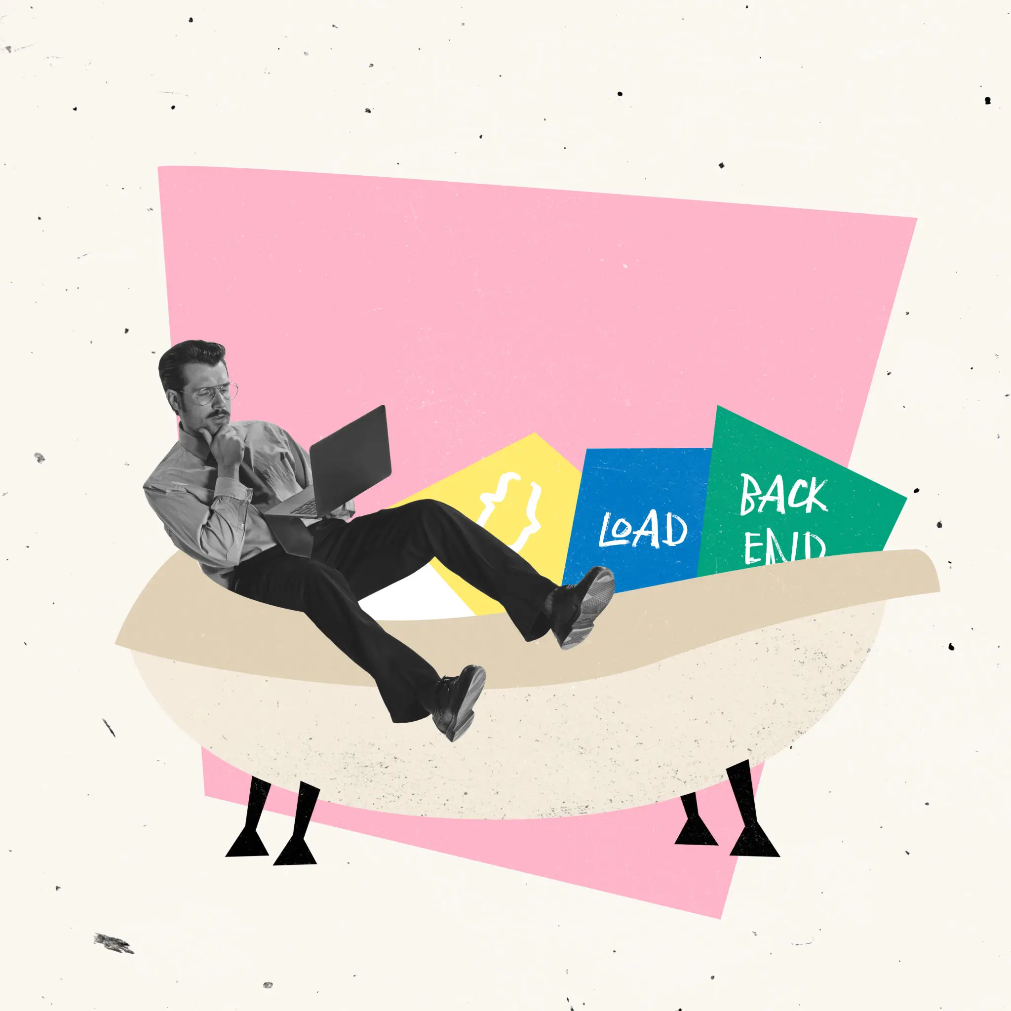 Creative design. Thoughtful man workinmg on developing application, backend
