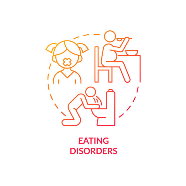 illustrations, cliparts, dessins animés et icônes de icône du concept de dégradé rouge des troubles de l’alimentation - bulimia