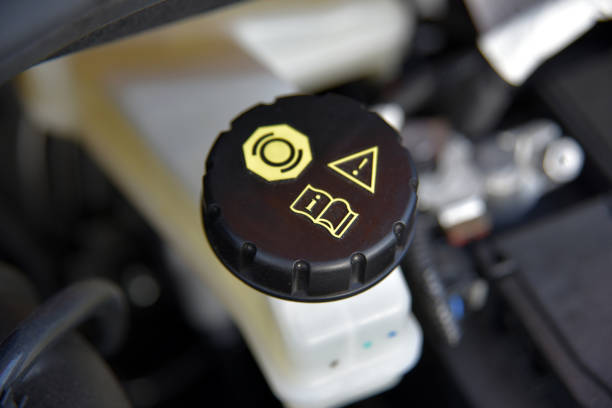 istock Bottle for brake fluid in the car 1372110886