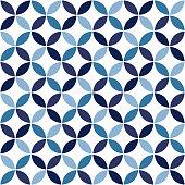 istock Blue shippo tsunagi geometric pattern. Ornamental Japanese overlapping circles background. 1372111324