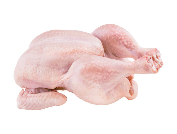 istock Birds: Raw Chicken, Hen, chick, Poultry raw  isolated on white background, full depth of field, side view 1372111388