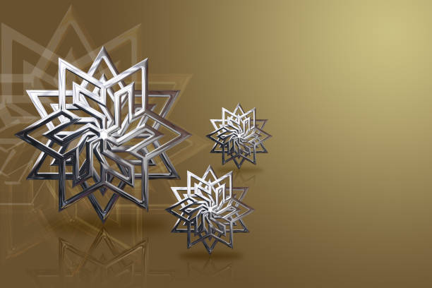 Silver metal background with metallic gold star inside. Abstract silver lines on dark grey design modern luxury futuristic background with metal star design. realistic 3D style