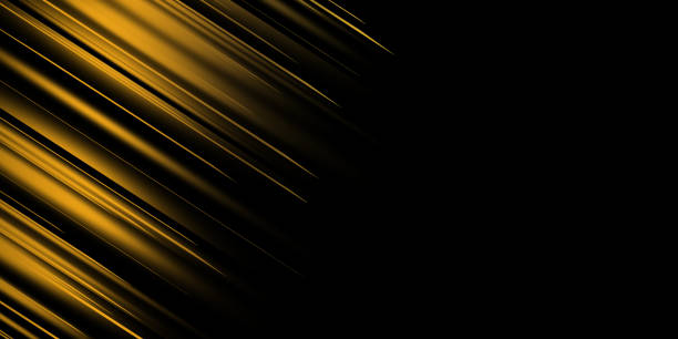 istock Business card with luxury diagonal line pattern in gold, black color on black background. Formal premium template for invitation design 1372112556